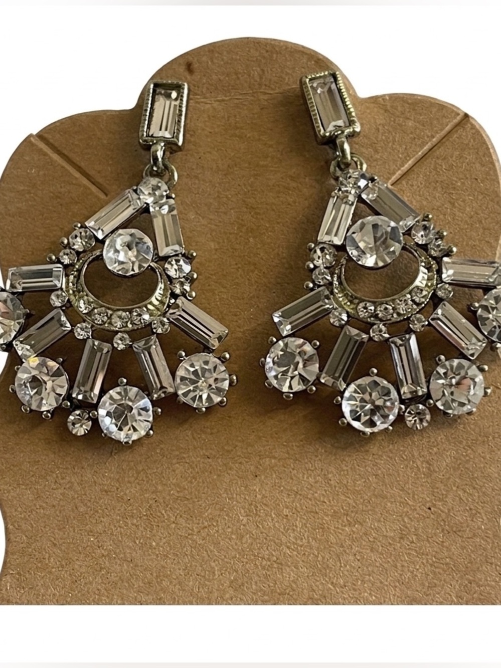 NWT Silver Crystal Chandelier Earrings - Picture 2 of 6